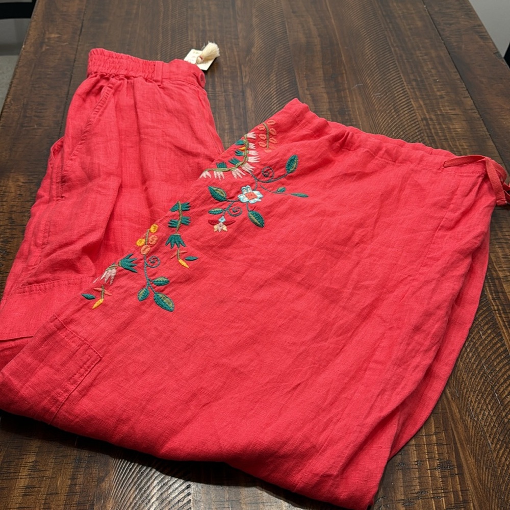 JOHNNY WAS Marisol Linen Wide Leg Cargo Pants - Picture 4 of 9
